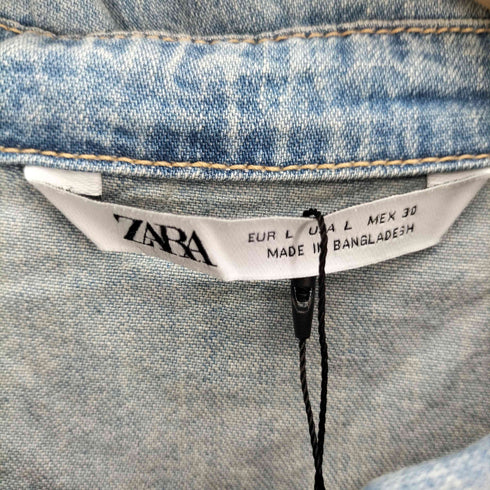 ザラ ZARA サイドギャザー デニムシャツワンピース レディース import:L