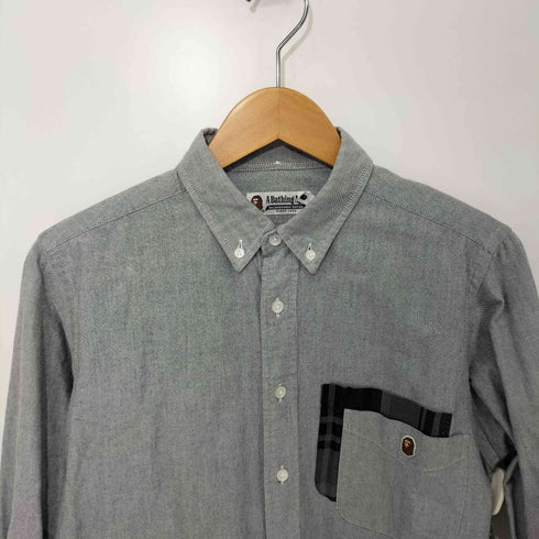 アベイシングエイプ A BATHING APE ポケットデザイン ボタンダウン L/S シャツ メンズ JPN:L