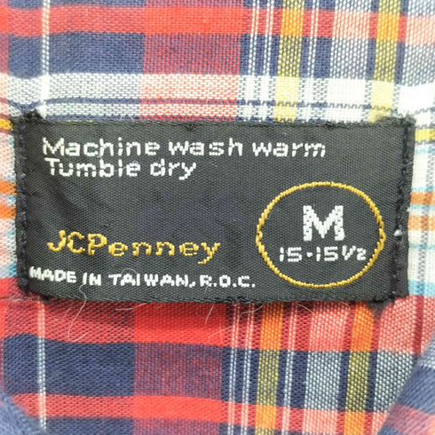 ジェーシーペニー JC Penney 90s マドラスチェック レギュラーカラーシャツ メンズ import:M