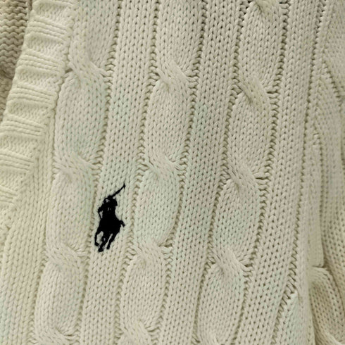 ラルフローレンスポーツ RALPH LAUREN SPORT ポニー刺繍ロゴ Vネック コットン ケーブルニット レディース import:M