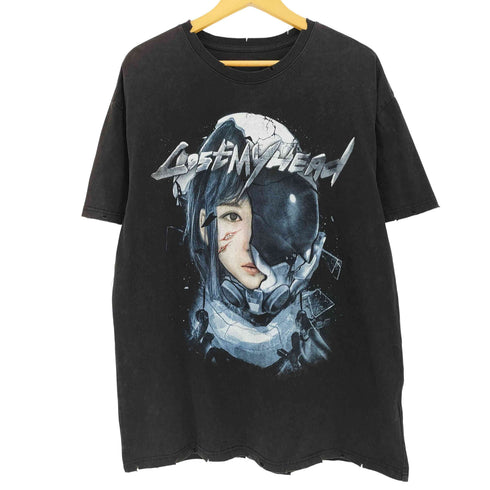 両面グラフィックプリント ダメージ加工 半袖Tシャツ メンズ L