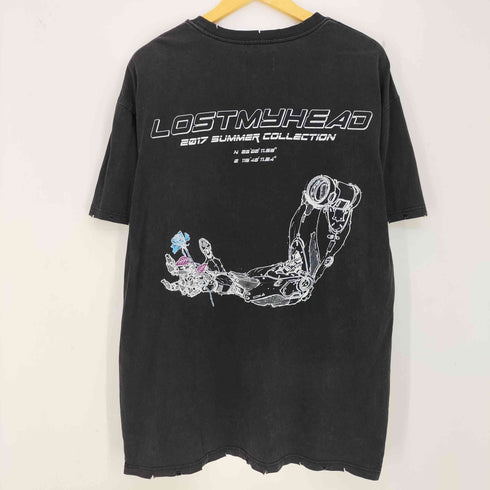 両面グラフィックプリント ダメージ加工 半袖Tシャツ メンズ L