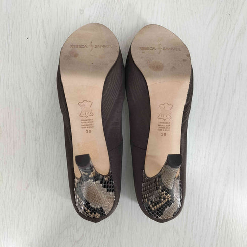REBECA SANVER パイソン オープントゥ パンプス レディース