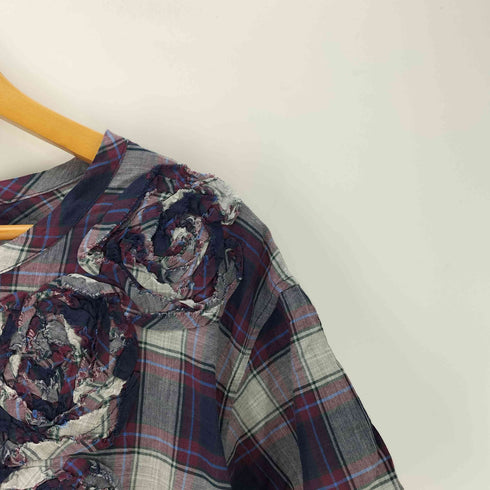 ズッカ ZUCCa フラワー デザイン タータンチェック プルオーバー S/S ブラウス レディース JPN:M