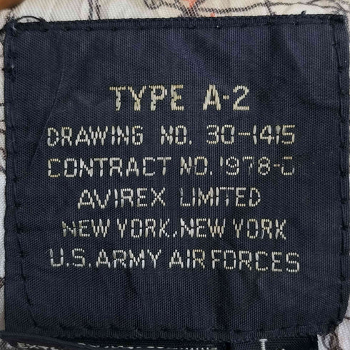 アヴィレックス AVIREX 80s Willbe seeing you USO TOUR 1944 マップライニング A-2 フライトジャケット メンズ L