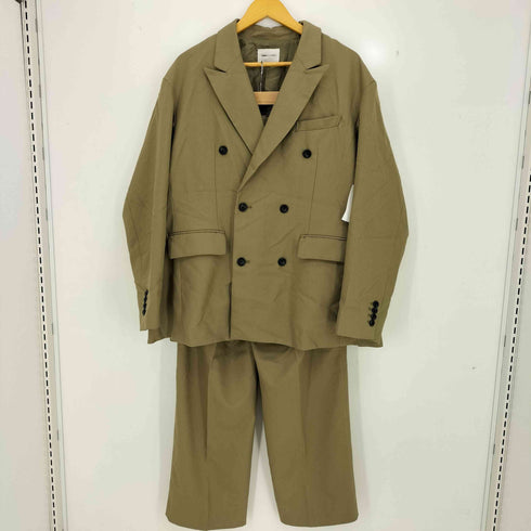 エマクローズ EMMA CLOTHES TR綾ストレッチ オーバーサイズピークドラペルダブルテーラードジャケット/タックセミワイドストレートパンツ メンズ JPN:L