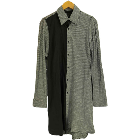 ワイスリー Y-3 袖襟ジップ切替 ストライプ L/S ロングシャツ メンズ JPN:M