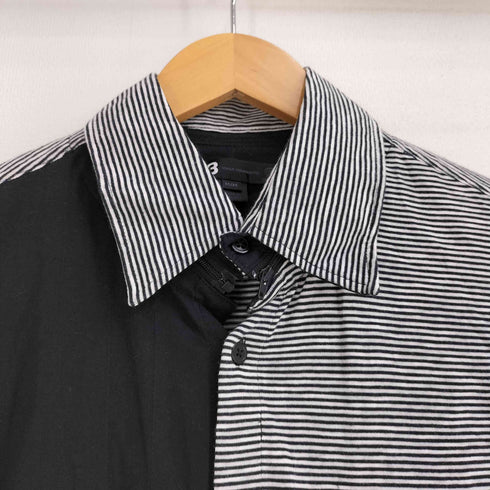 ワイスリー Y-3 袖襟ジップ切替 ストライプ L/S ロングシャツ メンズ JPN:M