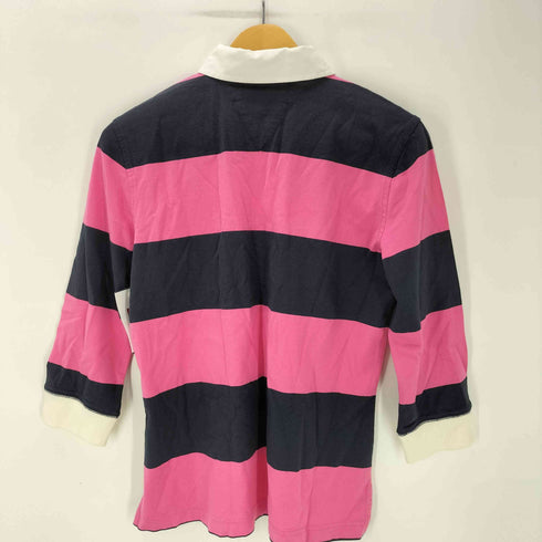 トミーヒルフィガー TOMMY HILFIGER 00S Y2K エンブレム刺繍 ボーダーラガーシャツ 7分袖 レディース JPN:M