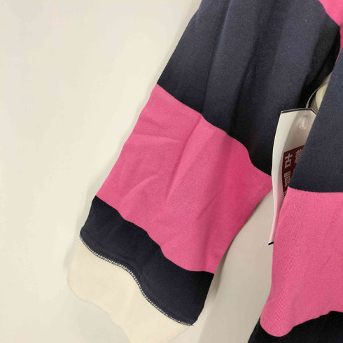 トミーヒルフィガー TOMMY HILFIGER 00S Y2K エンブレム刺繍 ボーダーラガーシャツ 7分袖 レディース JPN:M