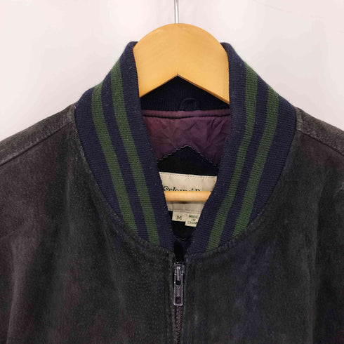 セントジョンズベイ STJOHNS BAY 90s バイカラー スエードレザー ジップアップ スタジャン メンズ M
