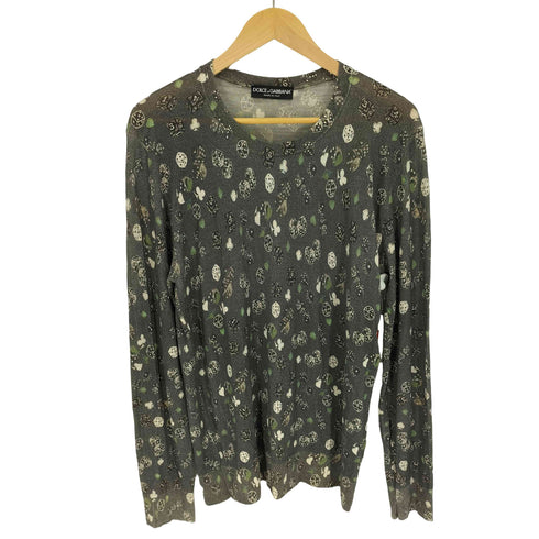 ドルチェアンドガッバーナ DOLCE&GABBANA イタリア製 ダイスデザイン ハイゲージ ウールニット メンズ EUR:50
