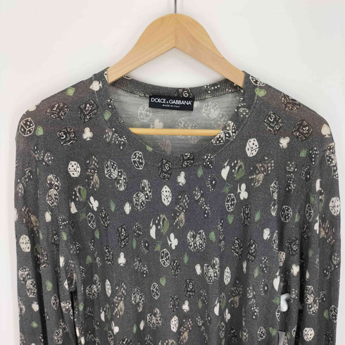 ドルチェアンドガッバーナ DOLCE&GABBANA イタリア製 ダイスデザイン ハイゲージ ウールニット メンズ EUR:50