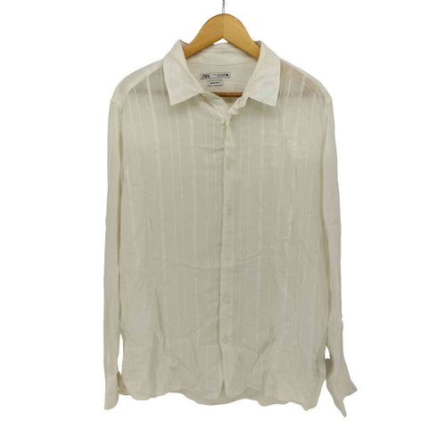 ザラ ZARA セミシースルー ストライプシャツ メンズ import:L