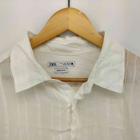 ザラ ZARA セミシースルー ストライプシャツ メンズ import:L