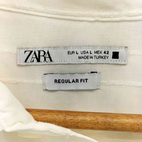 ザラ ZARA セミシースルー ストライプシャツ メンズ import:L