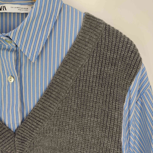 ザラ ZARA ドッキングニットシャツ レディース import:XS