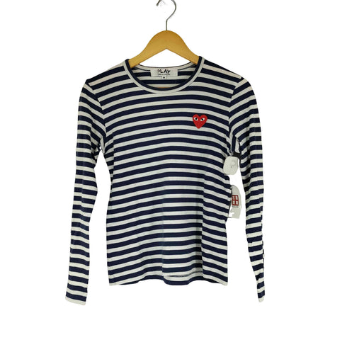 プレイコムデギャルソン PLAY COMME des GARCONS ワンポイントボーダーL/S Tシャツ レディース JPN:M