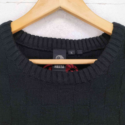 ネスタブランド NESTA BRAND ウォッシャブル スクエア ジャカード クルー ニット メンズ import:XL
