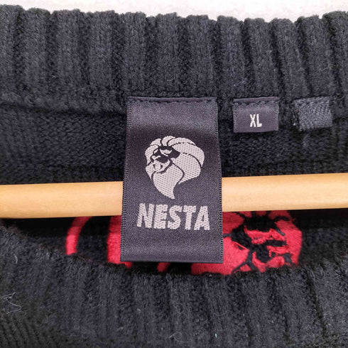 ネスタブランド NESTA BRAND ウォッシャブル スクエア ジャカード クルー ニット メンズ import:XL