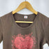 My Heart Paradise ラインストーン グラフィックプリント 半袖Tシャツ カットソー レディース F