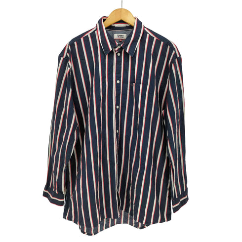 トミージーンズ tommy jeans RELAXED FIT ストライプ シャツ メンズ import:XL