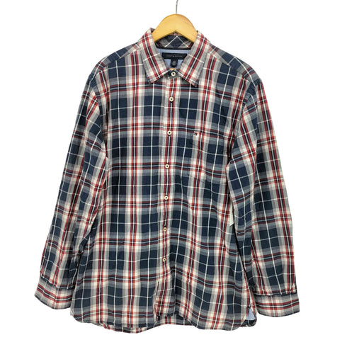 トミーヒルフィガー TOMMY HILFIGER インド製 マチ付き コットン チェックシャツ メンズ import:L