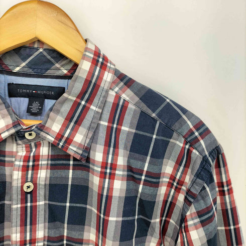 トミーヒルフィガー TOMMY HILFIGER インド製 マチ付き コットン チェックシャツ メンズ import:L