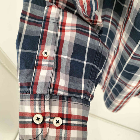 トミーヒルフィガー TOMMY HILFIGER インド製 マチ付き コットン チェックシャツ メンズ import:L
