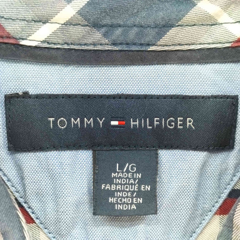 トミーヒルフィガー TOMMY HILFIGER インド製 マチ付き コットン チェックシャツ メンズ import:L