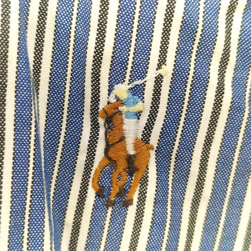 ラルフローレン RALPH LAUREN 90s YARMOUTH ポニー刺繍 ストライプ ボタンダウンシャツ メンズ 16-33