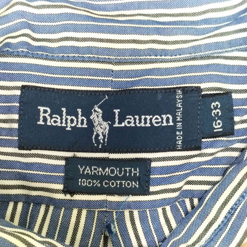 ラルフローレン RALPH LAUREN 90s YARMOUTH ポニー刺繍 ストライプ ボタンダウンシャツ メンズ 16-33
