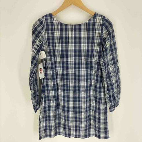 アーペーセー A.P.C. ノーカラー 4B マドラスチェック コットン ワンピース レディース import:XS