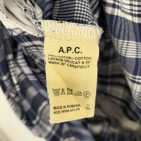 アーペーセー A.P.C. ノーカラー 4B マドラスチェック コットン ワンピース レディース import:XS
