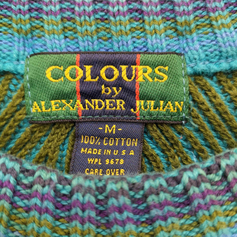 COLOURS by ALEXANDER JULIAN USA製 3Dコットンニット セーター メンズ M