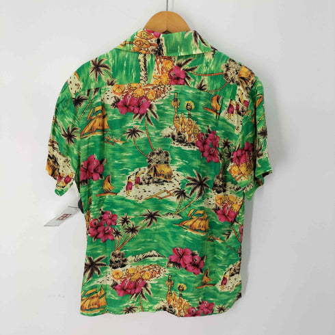 70S Hawaiian Style 韓国製 レーヨンアロハシャツ ハイビスカス フラダンス ヨット メンズ JPN:M