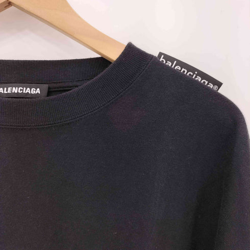 バレンシアガ BALENCIAGA ロゴタブ クルーネック長袖Tシャツ カットソー メンズ S