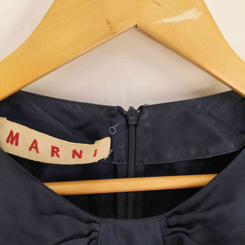 マルニ MARNI イタリア製 ノーカラー ドレープ リボン デザイン シルク ドレス ワンピース レディース EUR:38