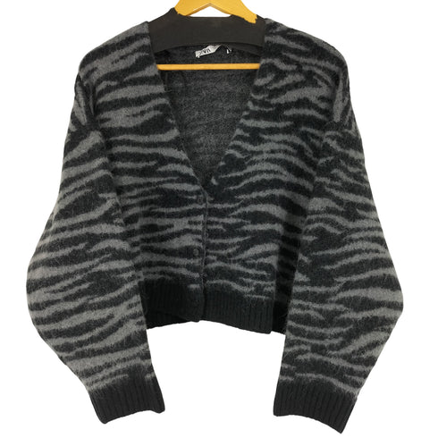 ザラ ZARA ジブラ柄 クロップカーディガン レディース import:S