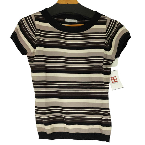 BKMS レーヨン混 ボーダー柄 S/S Tシャツ レディース import:L