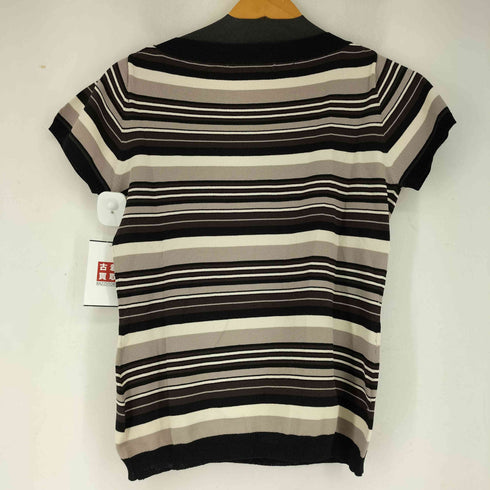 BKMS レーヨン混 ボーダー柄 S/S Tシャツ レディース import:L