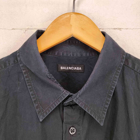 バレンシアガ BALENCIAGA 19AW コットン 刺繍ロゴ ポケットシャツ メンズ 38
