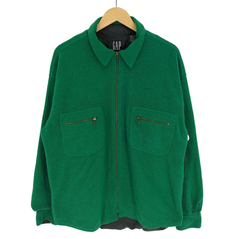 ギャップ Gap 90S OLD デカタグ Over Shirts フラップポケット ジップアップ フリース オーバー シャツ メンズ import:M