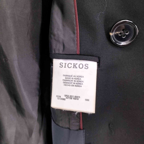 シッコス SICKOS 肩パッド 6B クロップド テーラード ジャケット メンズ