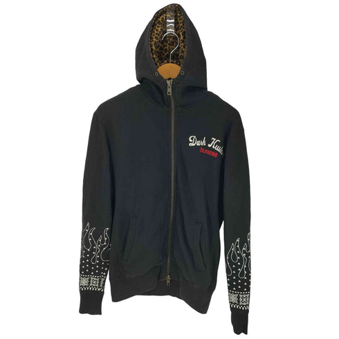 ローブローナックル LOW BLOW KNUCKLE チェーンステッチ 袖プリント ジップアップパーカー メンズ JPN:L