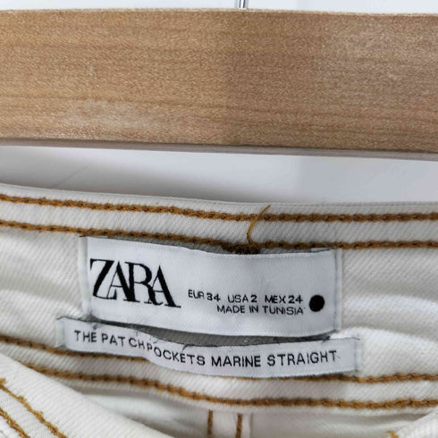 ザラ ZARA ZW PREMIUM PATCH POCKET MARINE STRAIGHT JEANS レディース 34
