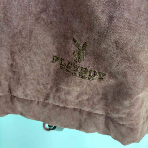 プレイボーイ PLAYBOY SPORT 裏地 総柄 ストライプ パッカブルフード ロゴ 刺繍 スムース ポリ マウンテン パーカー ハンドウォーマー ポケット メンズ LL