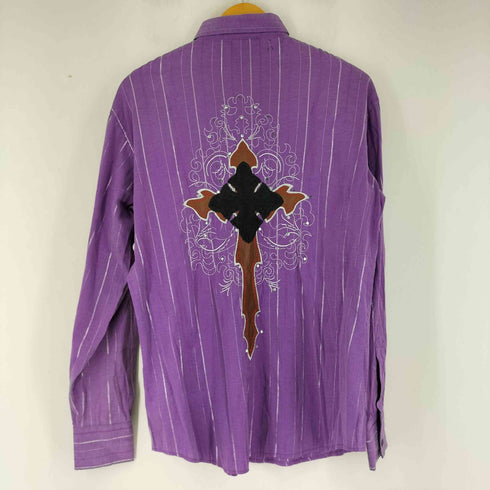 MZU.S.A ストライプ刺繍ビジューデザイン L/S シャツ メンズ JPN:S