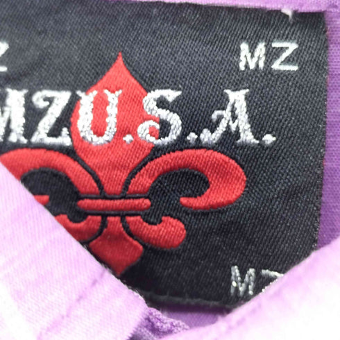MZU.S.A ストライプ刺繍ビジューデザイン L/S シャツ メンズ JPN:S