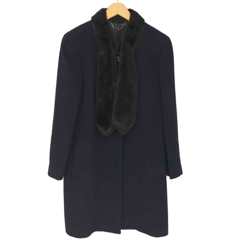hi style ミンクファー付き カシミヤ混コート レディース